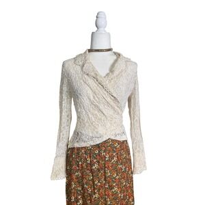 Vintage AB Lambdin ivory lace wrap blouse – M/L